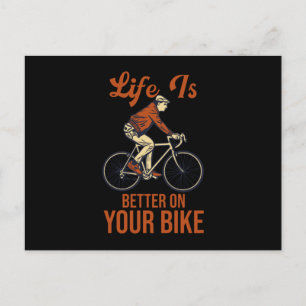 Postal La vida es mejor en tu bicicleta Ciclista En Bicic