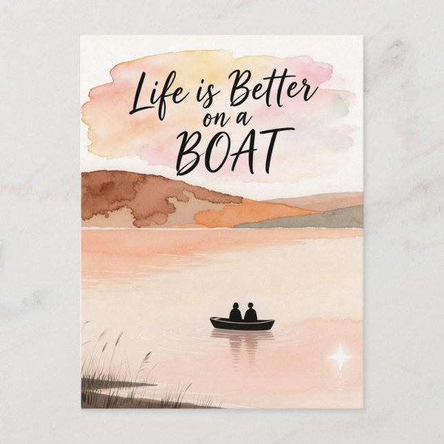 Postal La vida es mejor en un barco (Anverso)