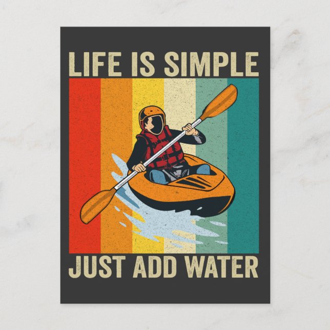 Postal La vida es simple, solo agrega agua divertido cano (Anverso)