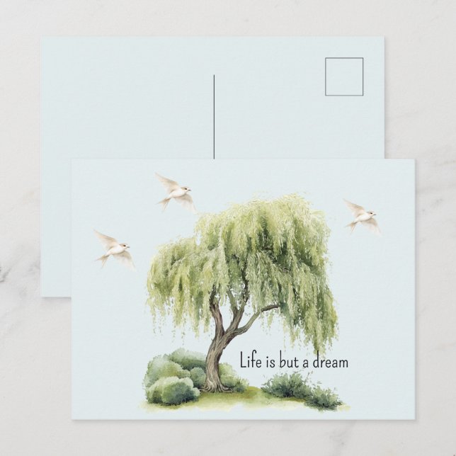Postal La vida es un árbol de sueños Pájaros (Anverso / Reverso)