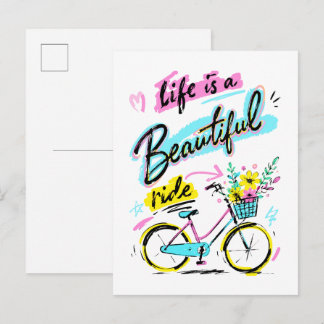 Postal La vida es un hermoso paseo en bicicleta Arte