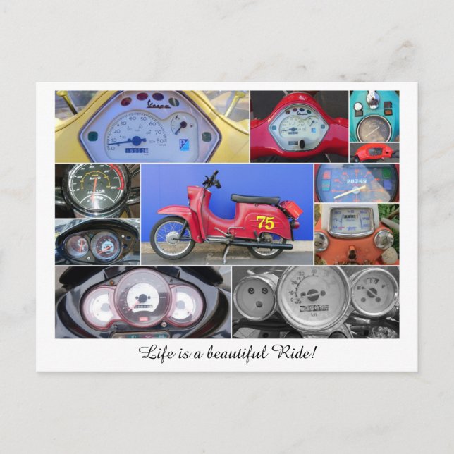 Postal ¡La vida es un hermoso viaje en una moto! (Anverso)