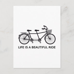 Postal La vida es un paseo hermoso, una bicicleta tándem