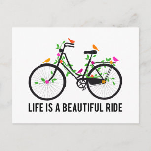 Postal La vida es un paseo hermoso, una bicicleta vintage