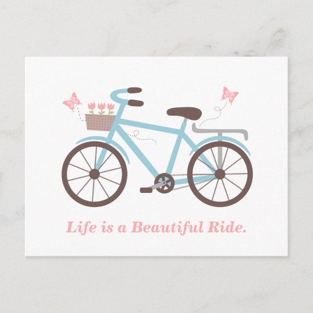 Postal La vida es una cita de bicicleta para un viaje her (Anverso)