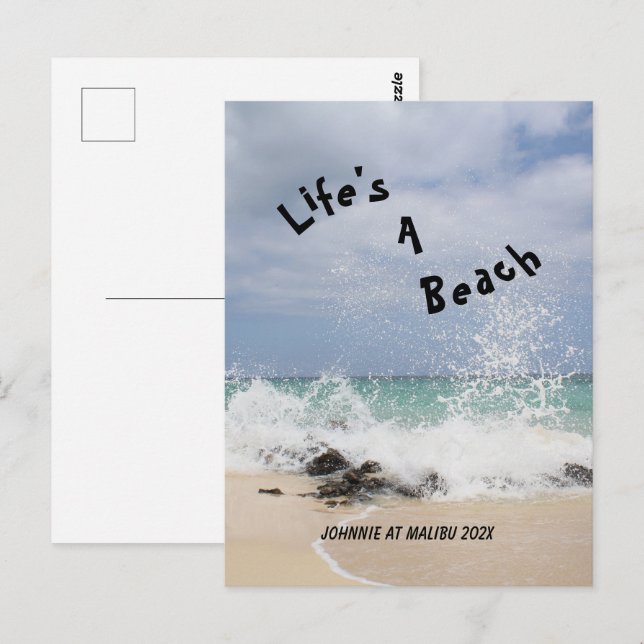 Postal La vida es una playa (Anverso / Reverso)