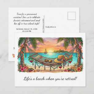 Postal ¡La vida es una playa Fiesta de Jubilación   