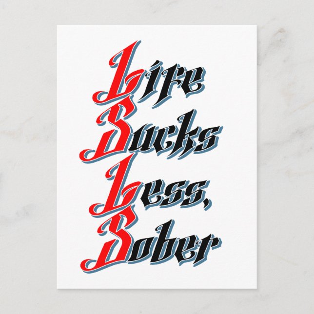 Postal La vida golpea menos, sobrio (Anverso)