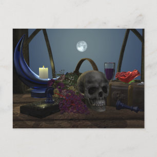 Postal La vida muerta y espeluznante en la luna