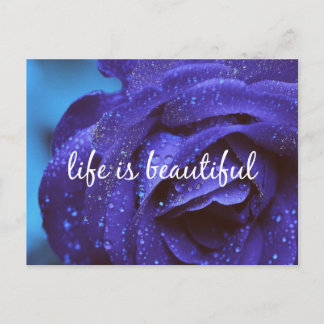 Postal La vida Rosa azul es una cita hermosa