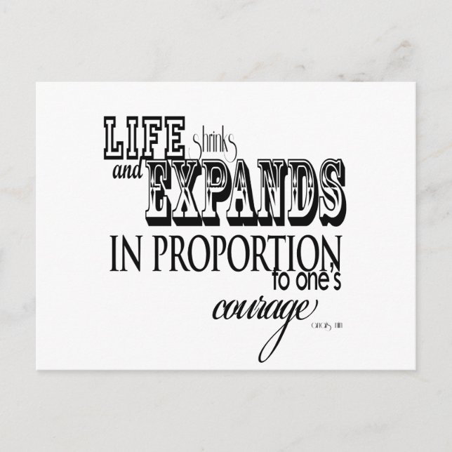 Postal La vida se reduce y se expande... Anais Nin (Anverso)