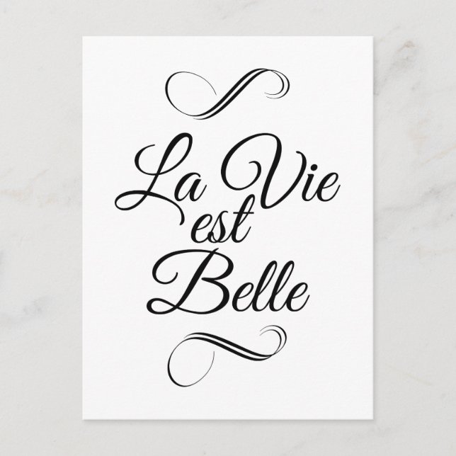 Postal La vie est belle (Anverso)