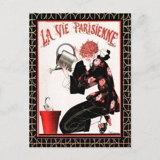 Postal La Vie Parisienne - Regando las flores Postcard