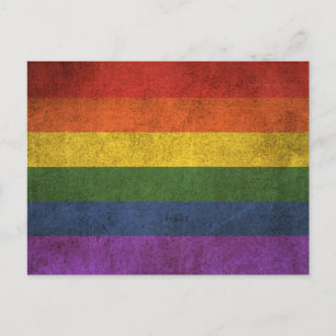 Postal La vieja bandera arcoiris del Orgullo Gay