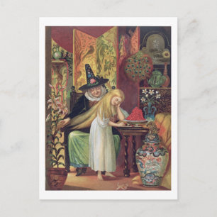 Postal La vieja bruja peinando el pelo de Gerda con un c 