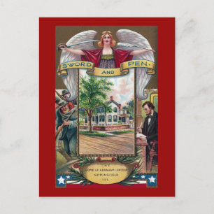 Postal La vieja casa de Abe Lincoln en Springfield