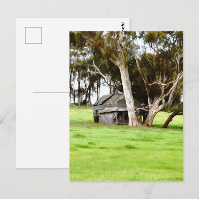 Postal La vieja choza de madera (Anverso / Reverso)