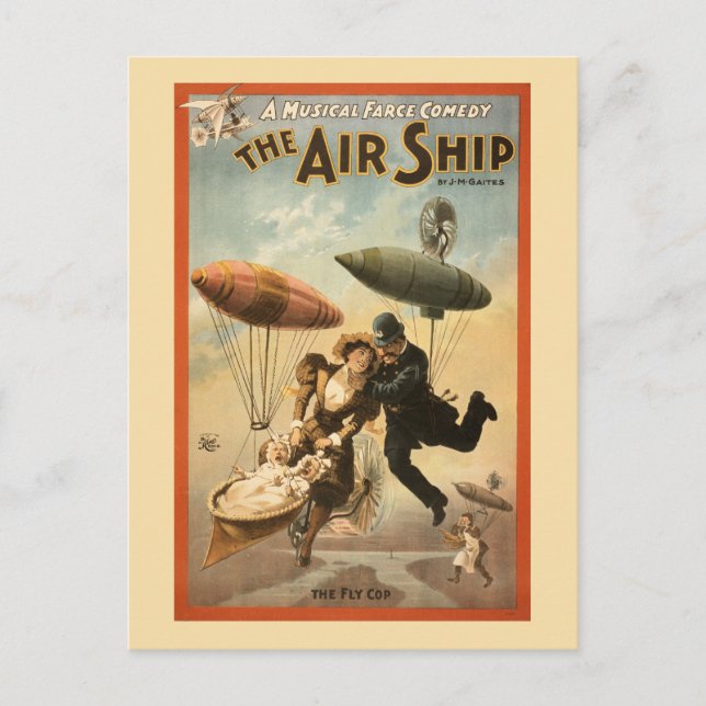 Postal La Vieja Comedia Musical El Barco Aéreo (Anverso)