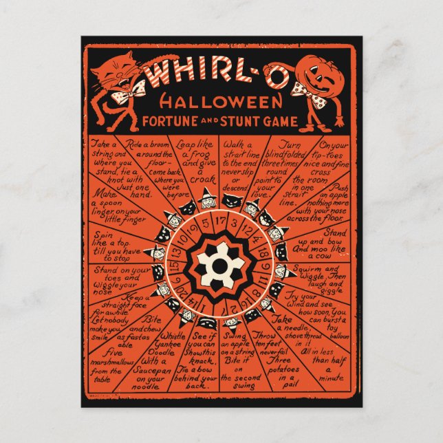 Postal La vieja fortuna de Halloween y el juego del truco (Anverso)