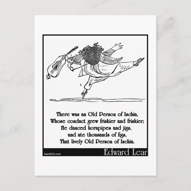Postal La vieja persona de Edward Lear de Ischia Limerick (Anverso)