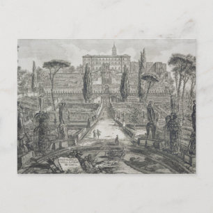 Postal La Villa d'Este en Tivoli (grabado)