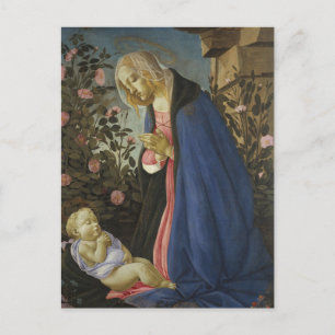Postal La Virgen adorando al Niño Jesús dormido