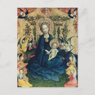 Postal La Virgen de Bush color de rosa