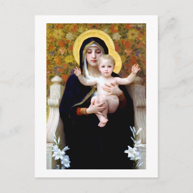 Postal La Virgen de la Lily, Bouguereau (Anverso)