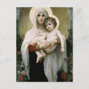 Postal La Virgen de los Rosas de Bouguereau (1903)