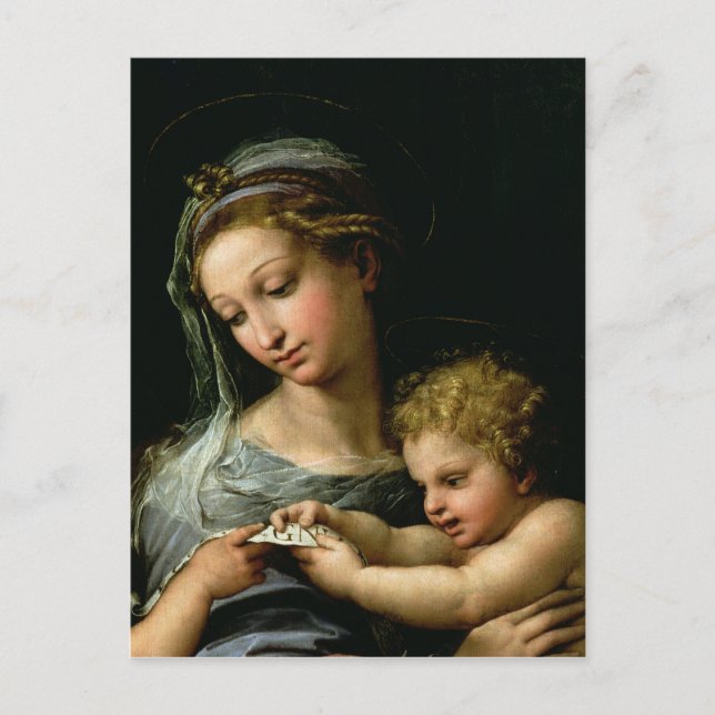 Postal La Virgen del Rosa, c.1518 (Anverso)