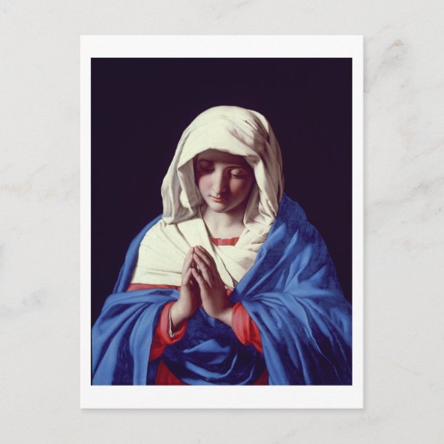 Postal La Virgen en la oración, 1640-50 (aceite en lienzo (Anverso)