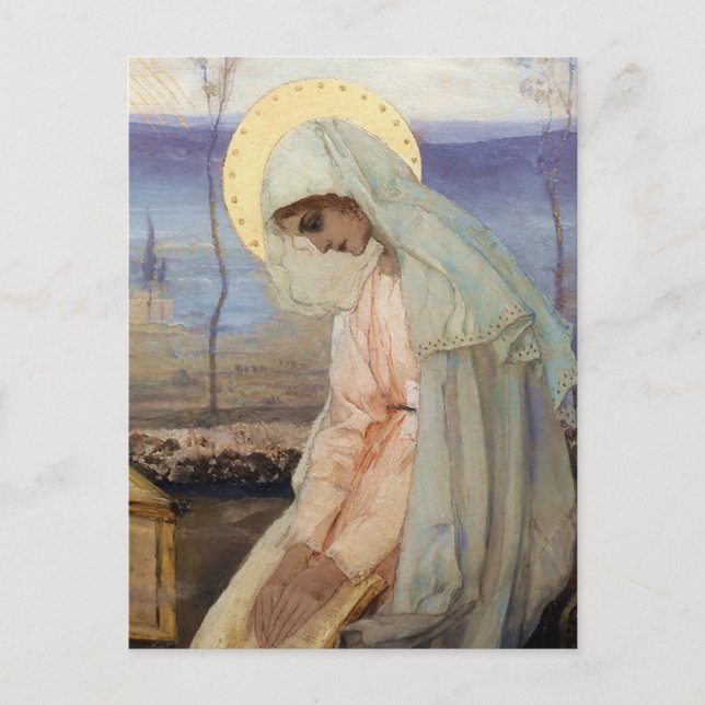 Postal "La Virgen María" por Mikhail Nesterov (Anverso)