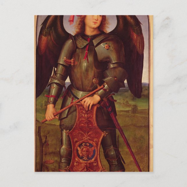 Postal La Virgen y el Niño con SS. Raphael y (Anverso)