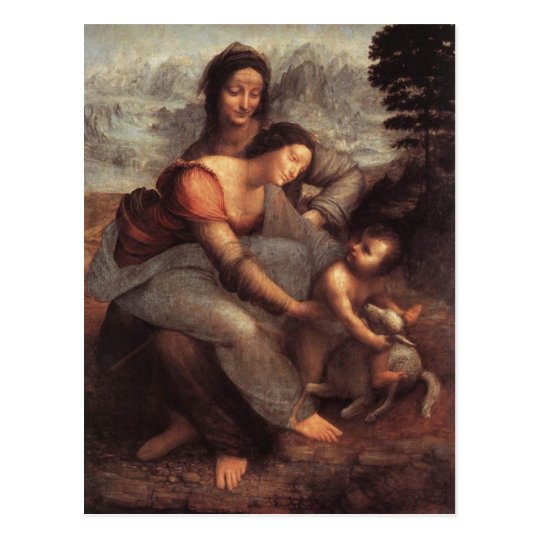 Postal La Virgen y el niño con St Anne