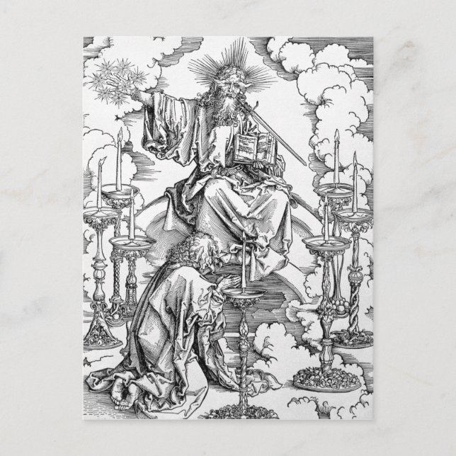 Postal La visión de los siete candeleros (Anverso)