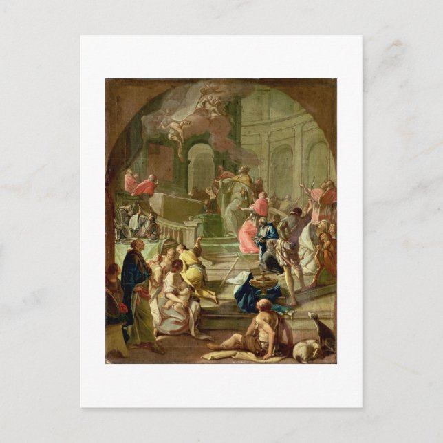 Postal La visión de San Benedicto, c.1760 (Anverso)