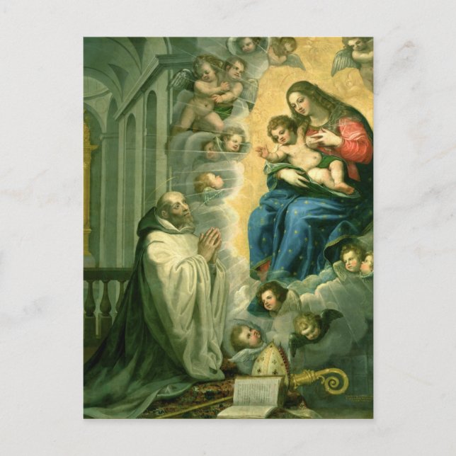 Postal La visión de San Bernardo, 1634 (Anverso)