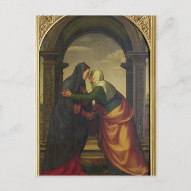 Postal La visita de Santa Isabel a la Virgen María (Anverso)