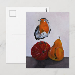 Postal La visita fugaz del petirrojo Pintura de Alfred Fo