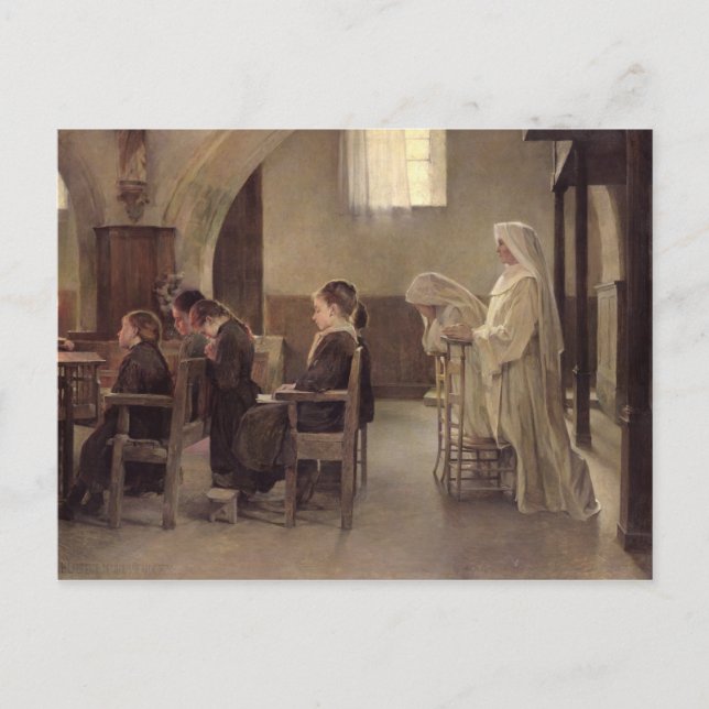 Postal La víspera de la primera comunión, antes de 1890 (Anverso)