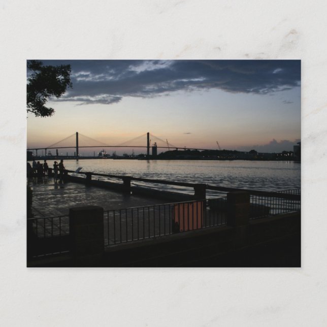 Postal La vista nocturna de verano en Savannah Georgia (Anverso)