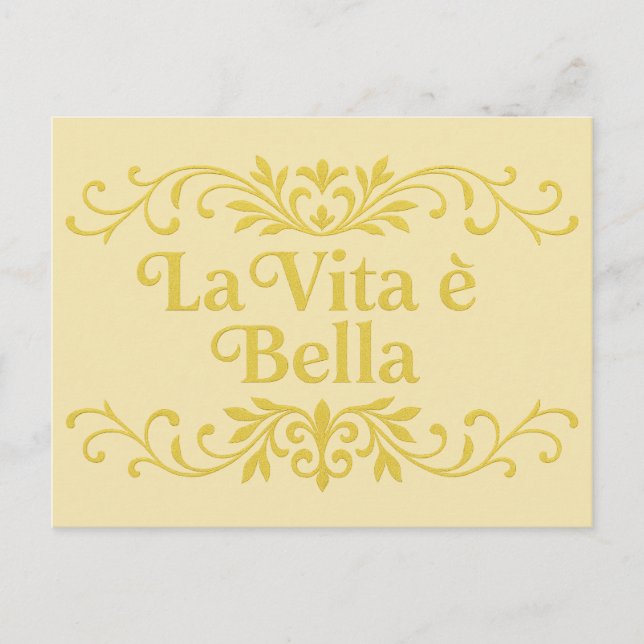 Postal La Vita è Bella – Elegant Italian Life Quote (Anverso)