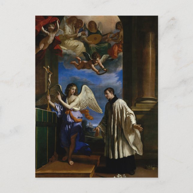Postal La vocación de San Aloysius Gonzaga por Guercino (Anverso)