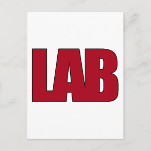 POSTAL LAB GRANDES LETRAS ROJAS LABORATORIO