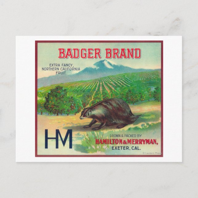 Postal LabelExeter, Naranja de Badger, CA (Anverso)