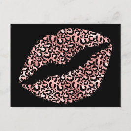 Postal Labial de Manchas de Leopardo en Negro y Rosa Dora