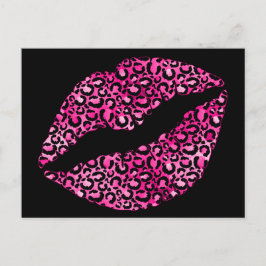 Postal Labial de Manchas de Leopardo Negro y Rosa Calient
