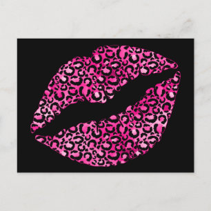 Postal Labial de Manchas de Leopardo Negro y Rosa Calient
