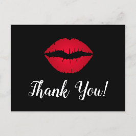 Postal Labial de Ombre Rojo Besos Gracias Negro
