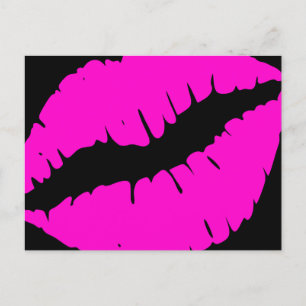 Postal Labial Negro y Rosa Neón Caligrafía Gracias